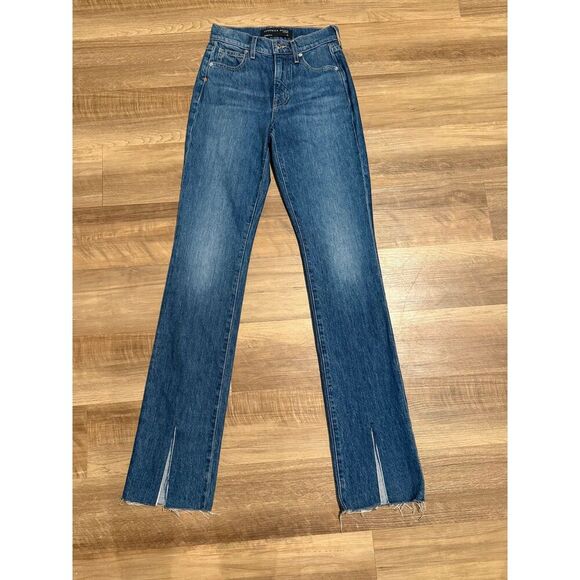 Veronica Beard Keane Jeans Long Straight Leg High Rise Split Denim Size 23 - Picture 4 of 13